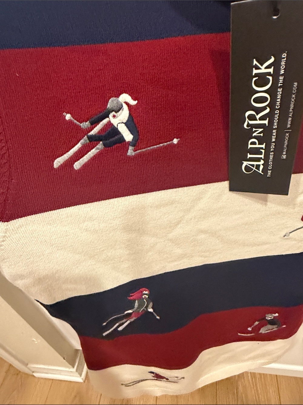 Alp N Rock Navy, Red & Cream Ski-Motif Turtleneck Sweater - Picture 4 of 6
